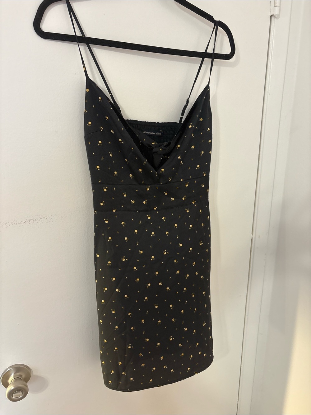 Abercrombie & Fitch Black Mini Dress with Gold Dot Print